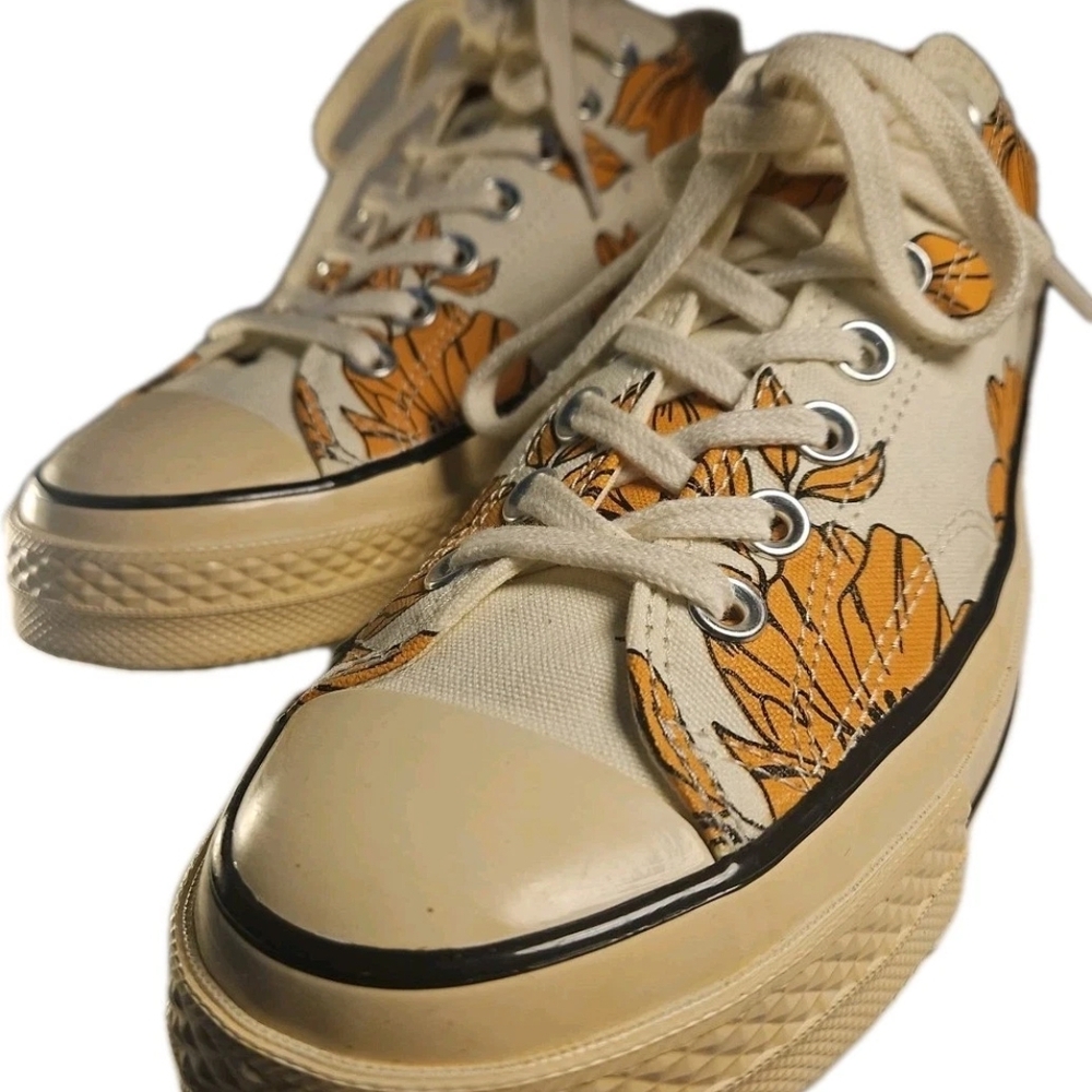 Converse Orange Floral Canvas Sneakers